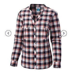 Columbia Pink and Navy Checkered Shirt